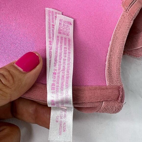 Pink by Victoria Secret Date Push-Up Lace Rose Pink Front  Closure Bra Size 34DD - Picture 7 of 9